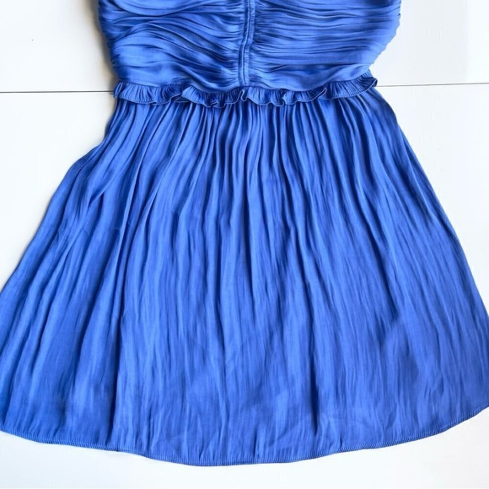 NEW House of Harlow 1960 Royal Blue Satin Ruched Cocktail Mini Dress US S - Picture 6 of 10